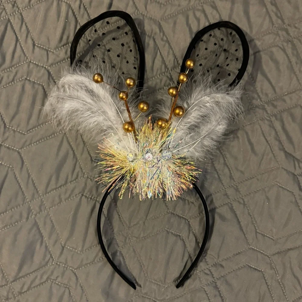 Black Lace Easter Bunny Ears - Rabbit Ears, Handmade Headpiece, Easter Headpiece